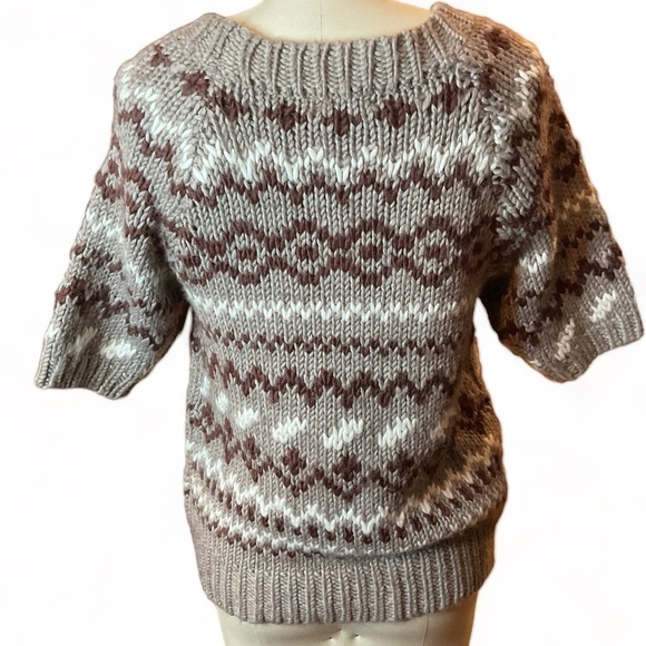 Sundance Chunky Knit Wool Blend Short Sleeve Sweater Size Medium EUC - Picture 2 of 8